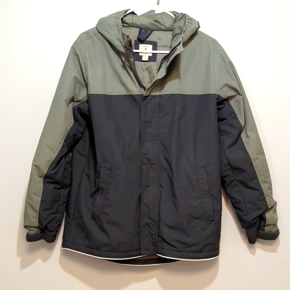 Lands' End kids jacket with hoodie. Size L